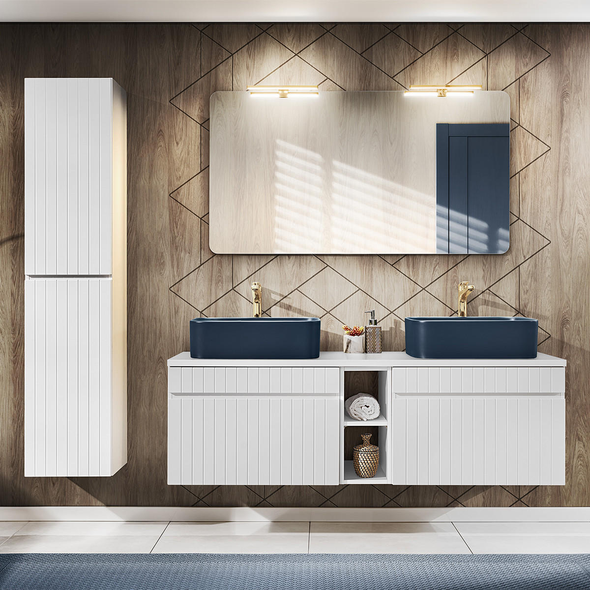 KOUPELNOVÝ NÁBYTEK 140cm Zelie 2er-Set Bílá - bílá, kompozitní dřevo (140/48/46cm) - Petits-meubles