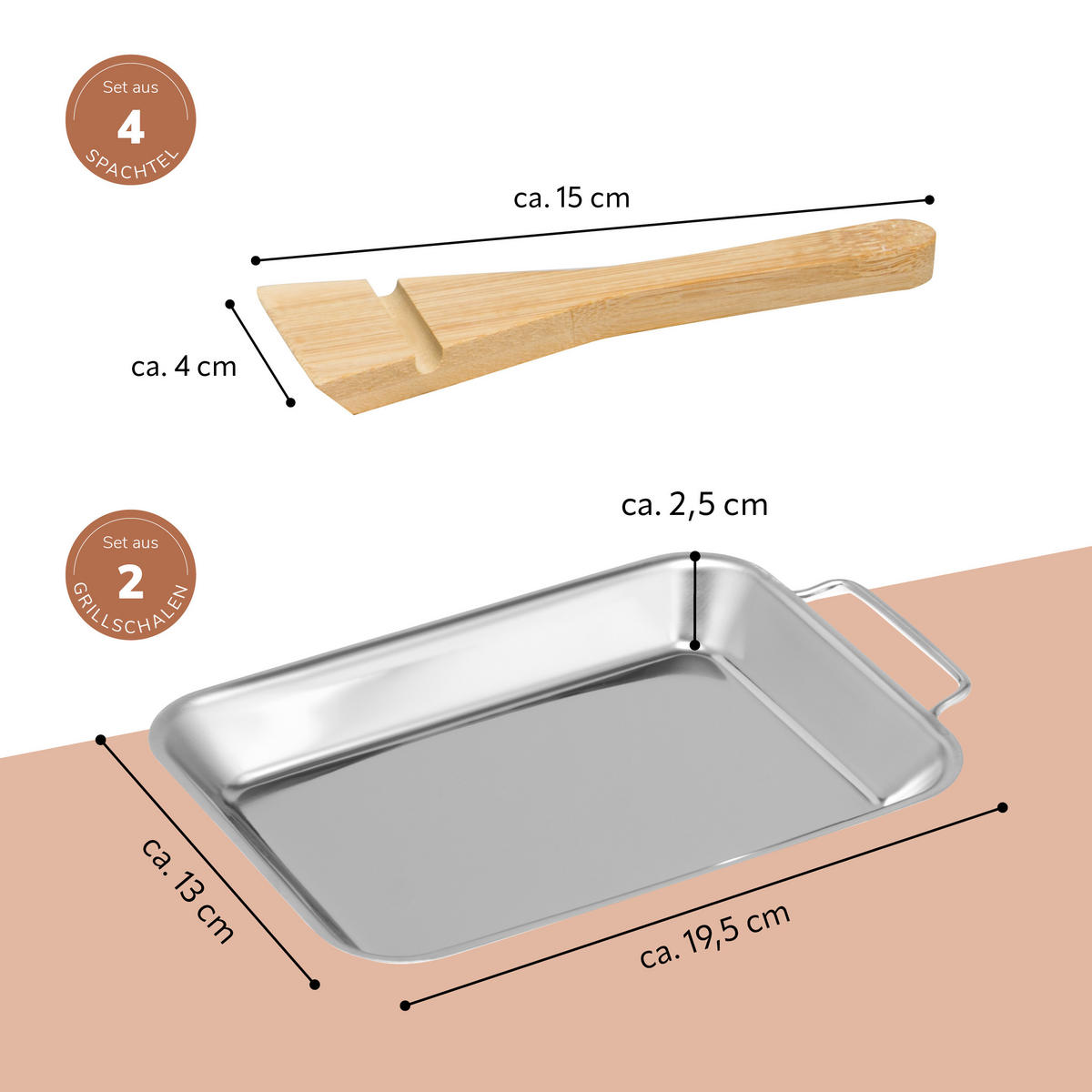 GRILLPFANNE 2er-Set, Edelstahl - Edelstahlfarben, Metall (13/2.5/20cm) - bremermann