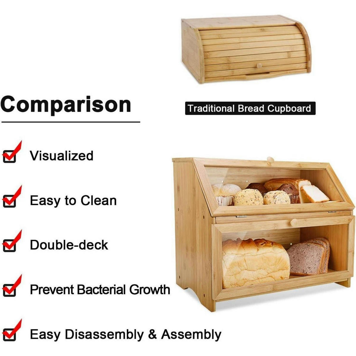 BROTKASTEN Bambus 2 Etagen 39x25x32cm - Hellbraun, Naturmaterialien (25/32/39cm)