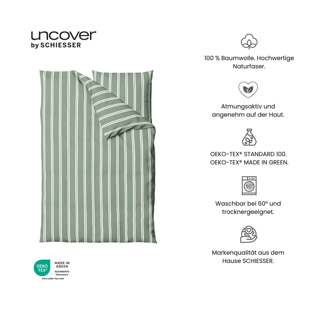 BETTWÄSCHESET Colorado - Renforcé - 2-teilig - 135x200cm - Grün - Grün, Textil (135/200cm) - Uncover by Schiesser
