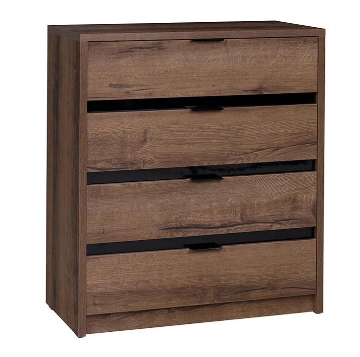 KOMMODE Martin mit vier Schubladen - Schwarz Hochglanz/Schwarz, Holzwerkstoff/Metall (81/90/40cm) - Ravio