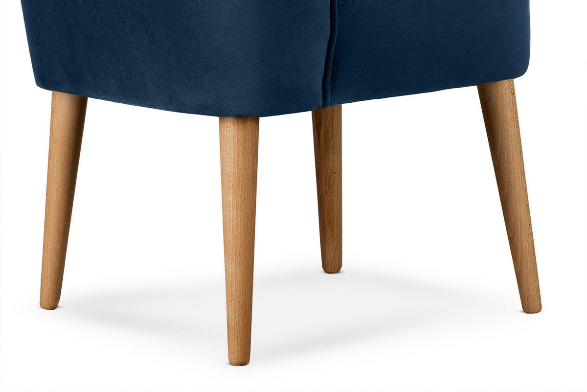 COCKTAILSESSEL DUCO auf hohen Beinen, Marineblau/Eiche - Eichefarben/Dunkelblau, Holz/Textil (63/89/65cm) - KONSIMO®