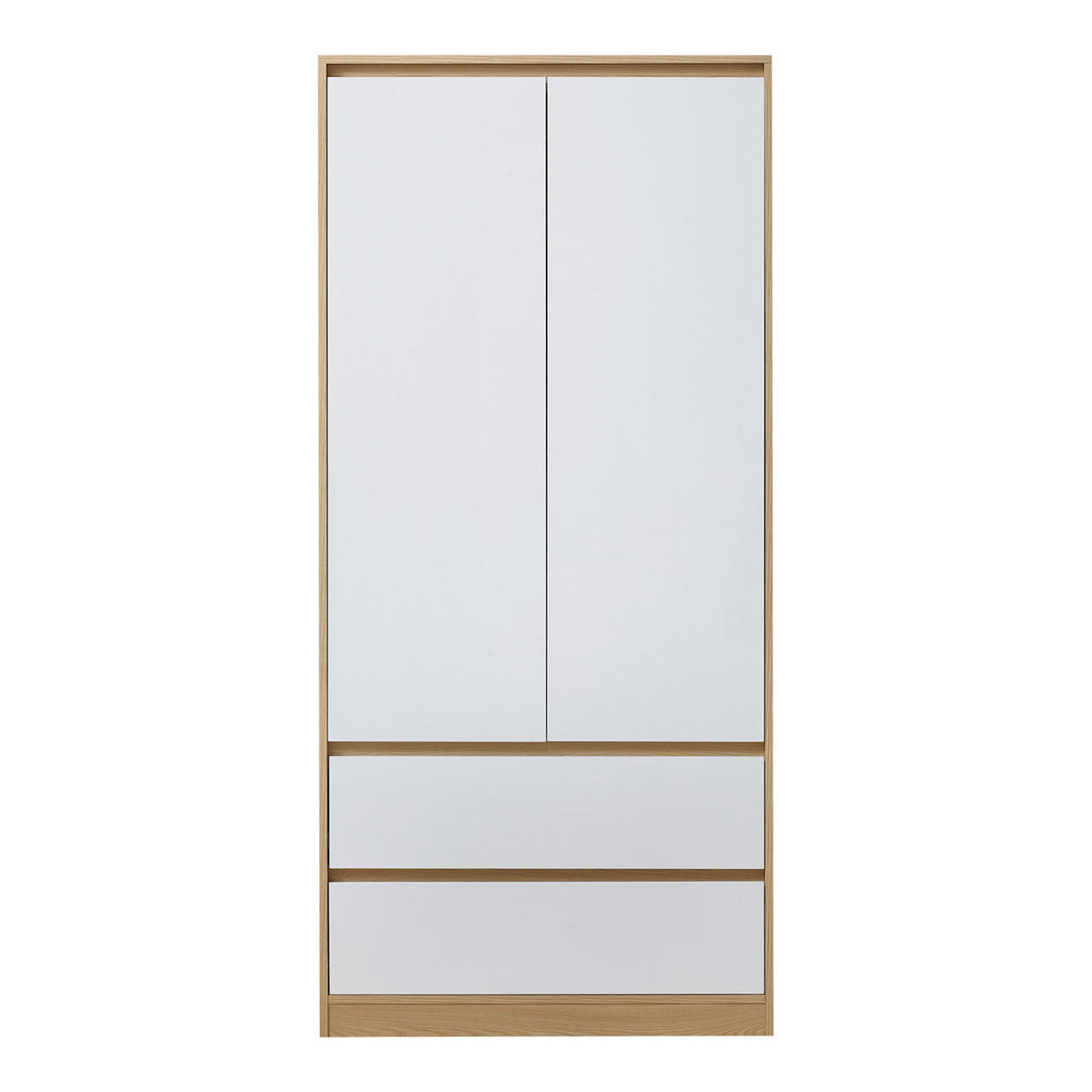 KLEIDERSCHRANK Bastheim - Eichefarben/Weiß, Holzwerkstoff (80/176/52cm) - [en.casa]