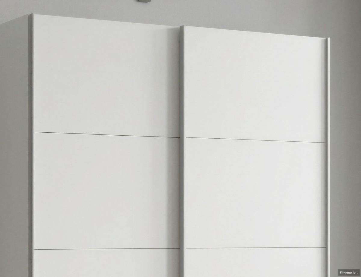 SCHWEBETÜRENSCHRANK 2-türig B135/H198/T65 cm, Kleiderschrank in Weiß mit sichtbaren Schubkästen / 22660 - Alufarben/Weiß, Holz/Holzwerkstoff (135/198/65cm) - luma-home