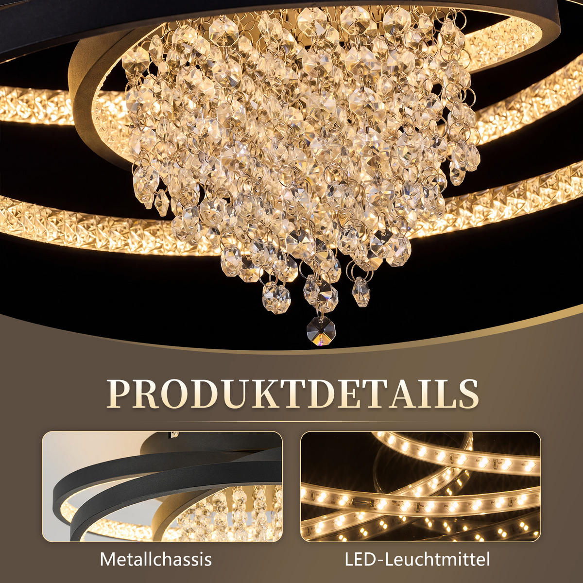LED DECKENLEUCHTE Mivoris 48/25/20 cm - Schwarz, Metall (48/25/20cm)