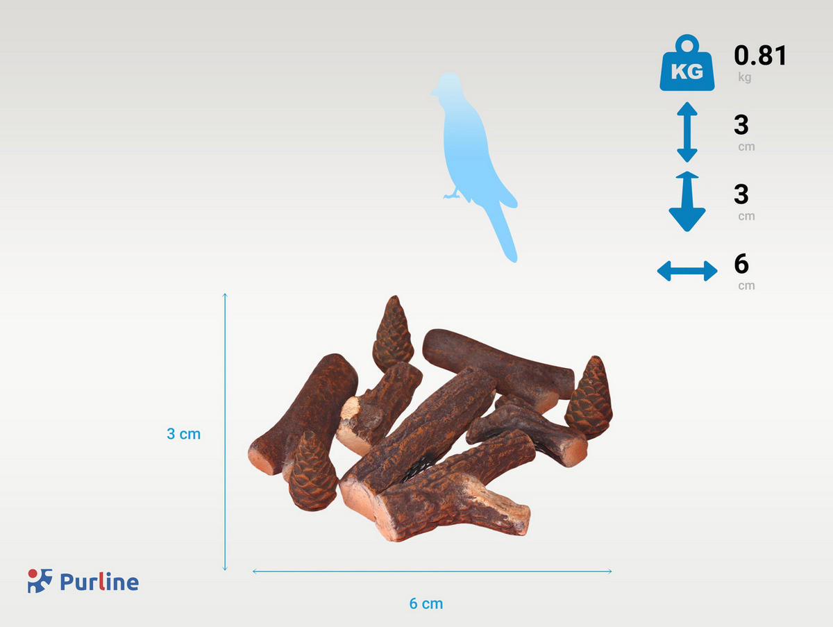 DEKOHOLZSCHEIT Braun aus Keramik für Kamine und Öfen - Braun, Keramik (6/3/3cm) - Purline