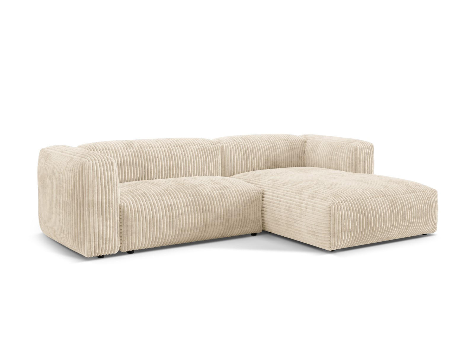 ECKSOFA modular rechts Martina aus Cord leichtes beige 2 Sitzplätze - Creme, Textil (176/283cm) - Micadoni