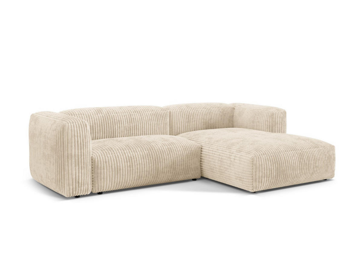 ECKSOFA modular rechts Martina aus Cord leichtes beige 2 Sitzplätze - Creme, Textil (176/283cm) - Micadoni