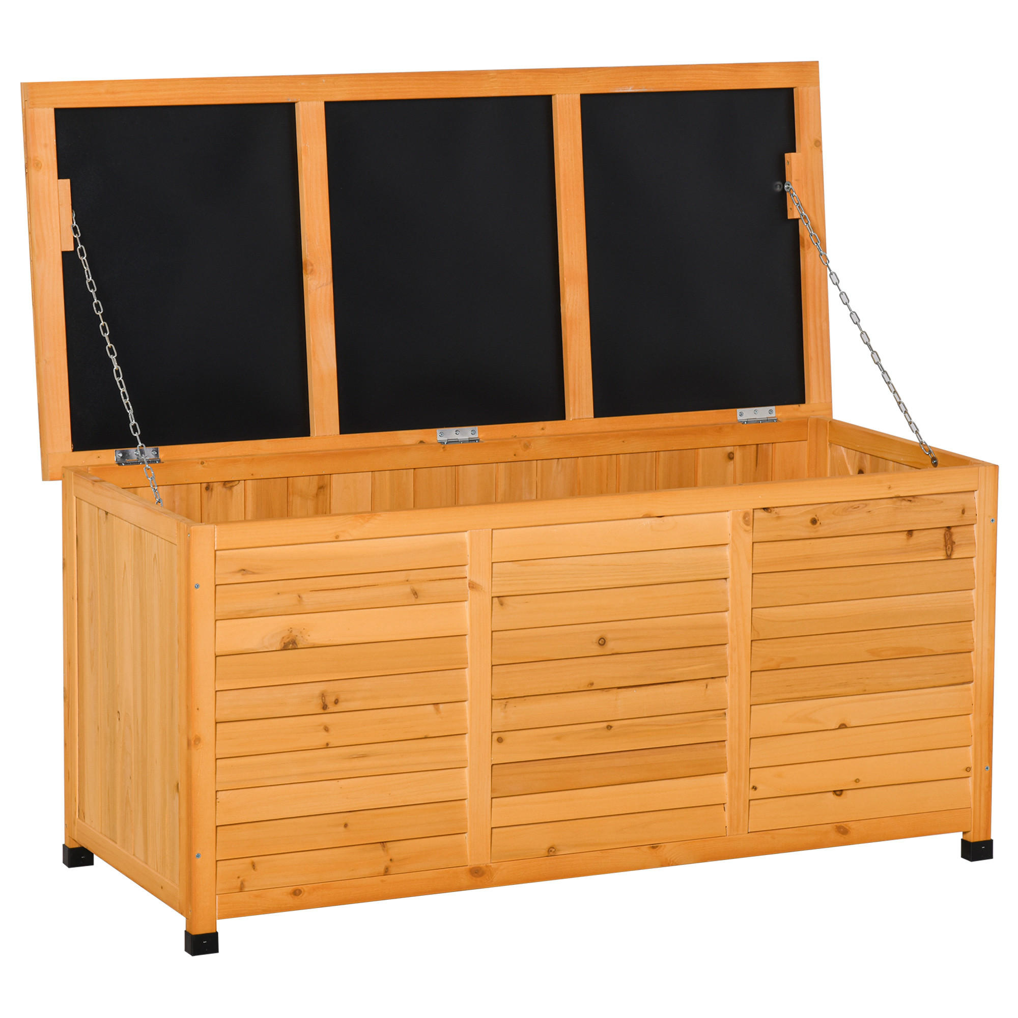 GARTENBOX, Kissenbox, Aufbewahrungsbox, wetterbeständig, Massivholz, Gelb - Gelb, Holz (56/60/127cm) - Outsunny