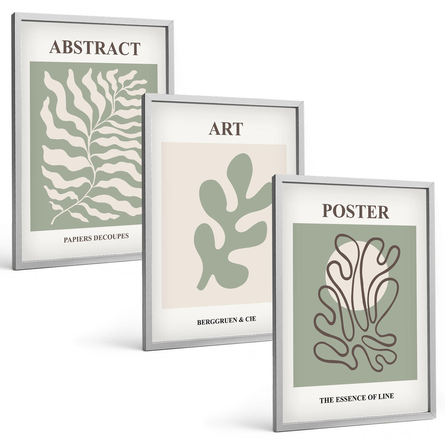 BILDER SET 3er Set - 40x60 cm Silberner Rahmen - Poster mit Pflanzenmustern von Matisse - Silberfarben, Kunststoff (40/60cm) - TULUP
