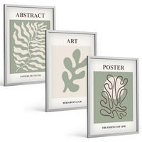 BILDER SET 3er Set - 40x60 cm Silberner Rahmen - Poster mit Pflanzenmustern von Matisse - Silberfarben, Kunststoff (40/60cm) - TULUP