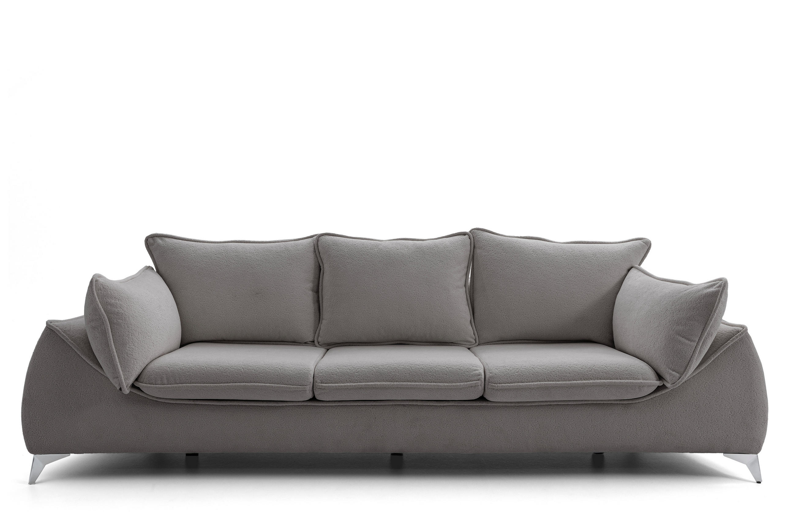 3-SITZER Sofa MELANI 252 cm Velours Grau - Chromfarben/Grau, Holz/Textil (252/90/88cm) - Muffo