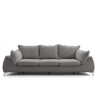 3-SITZER Sofa MELANI 252 cm Velours Grau - Chromfarben/Grau, Holz/Textil (252/90/88cm) - Muffo