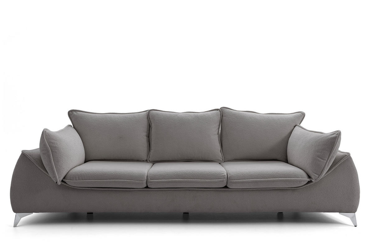 MUFFO 3-sitzer SOFA MELANI elegant Stillvoll Polstersofa 252 cm - Chromfarben/Grau, Holz/Textil (252/90/88cm) - Muffo