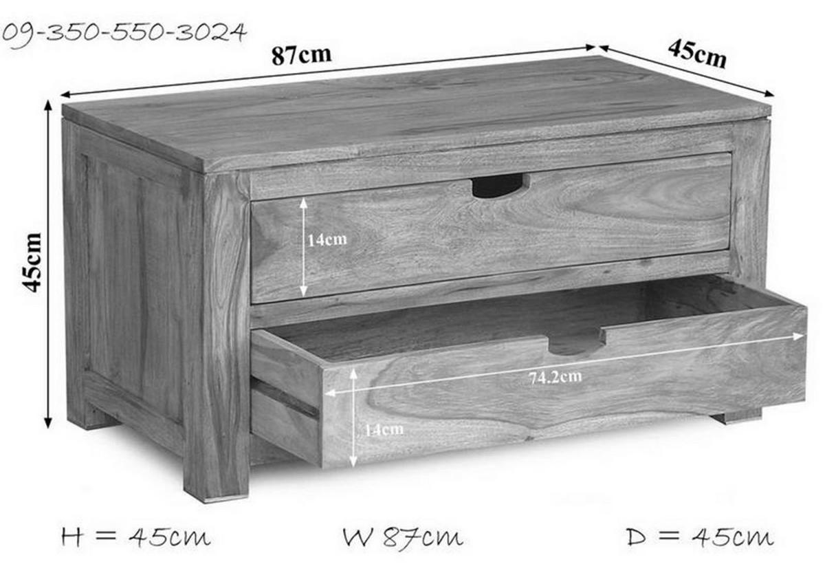KOMMODE Sheesham 87x45x45 grau geölt NATURE GREY #0124 - Grau, Holz (87/45/45cm) - Massivmoebel24