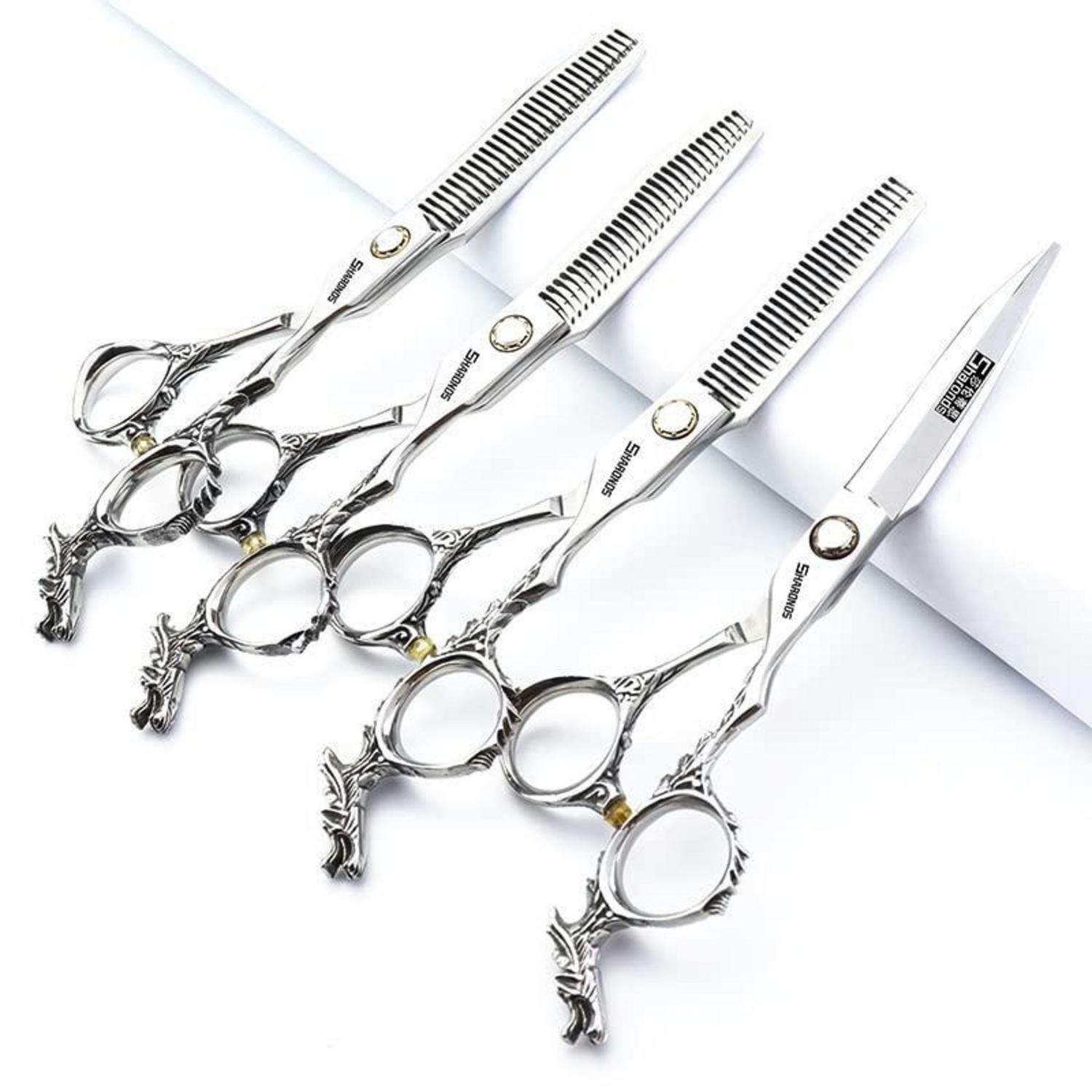 FRISEURSCHERE 6 Zoll 4-teiliges Set - Silberfarben, Metall (6/1/18cm)