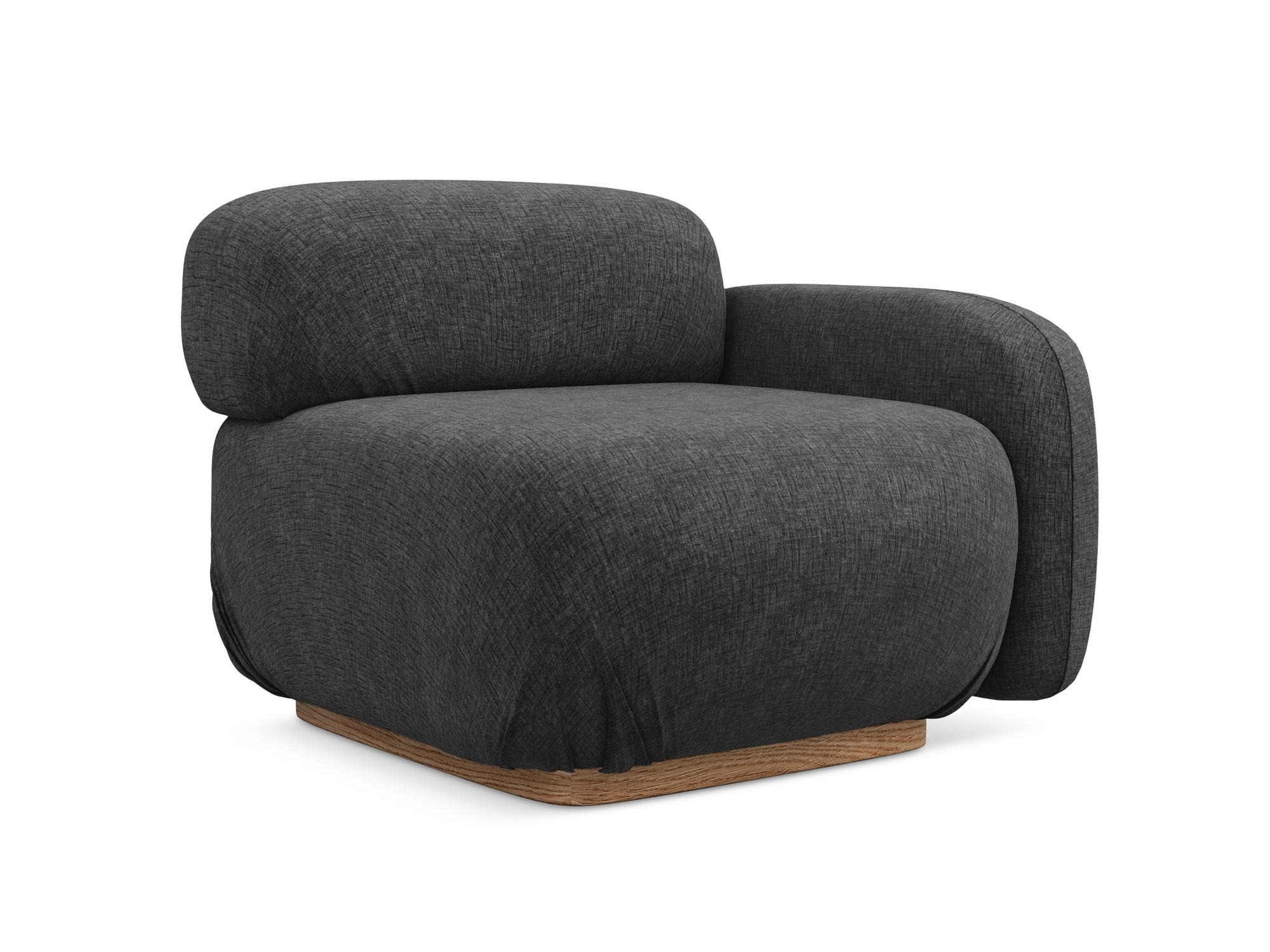 SOFAELEMENT Rechts Chenille Stoff Grau - Dunkelgrau/Braun, Holz/Textil (95/73/95cm) - Makamii