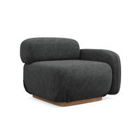 SOFAELEMENT Rechts Chenille Stoff Grau - Dunkelgrau/Braun, Holz/Textil (95/73/95cm) - Makamii