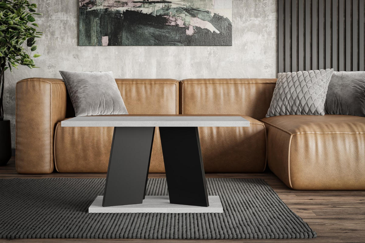 KAFFEETISCH 110x70x60 cm - Betonoptik K350 / Schwarz - UFOM - Grau, Holzwerkstoff (110/70/60cm) - ALTDECOR
