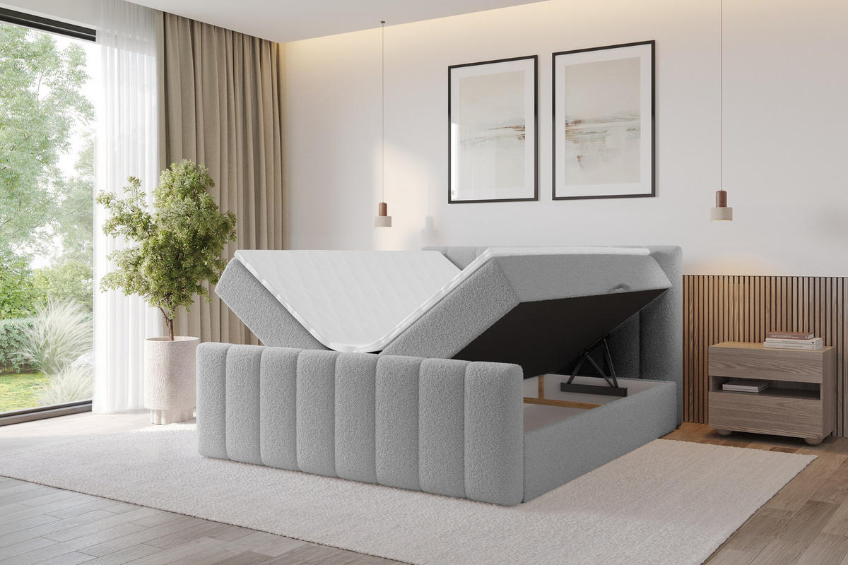 KONTINENTÁLNÍ POSTEL s matrací H3 - OTTA-Z - 120x200 cm Světle šedá - světle šedá, kompozitní dřevo (120/200cm) - ALTDECOR