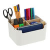 SCHREIBTISCHORGANIZER - Weiß, Holz/Kunststoff (15/18/9.5cm) - Relaxdays