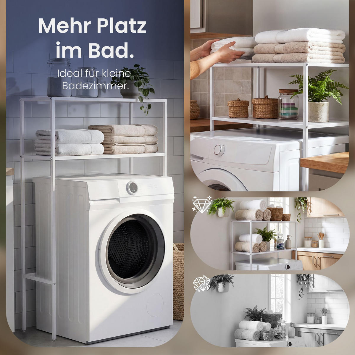 WASCHMASCHINENVERBAU Metall Weiß - Weiß, Metall (81/125/30cm) - CLP