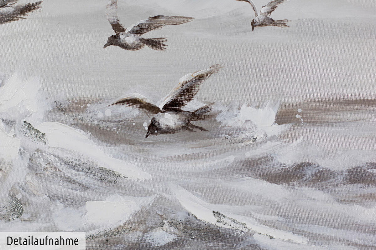 ACRYLBILD HANDGEMALT 120/60 cm - Grau, Holz/Textil (1.54/60cm) - KUNSTLOFT