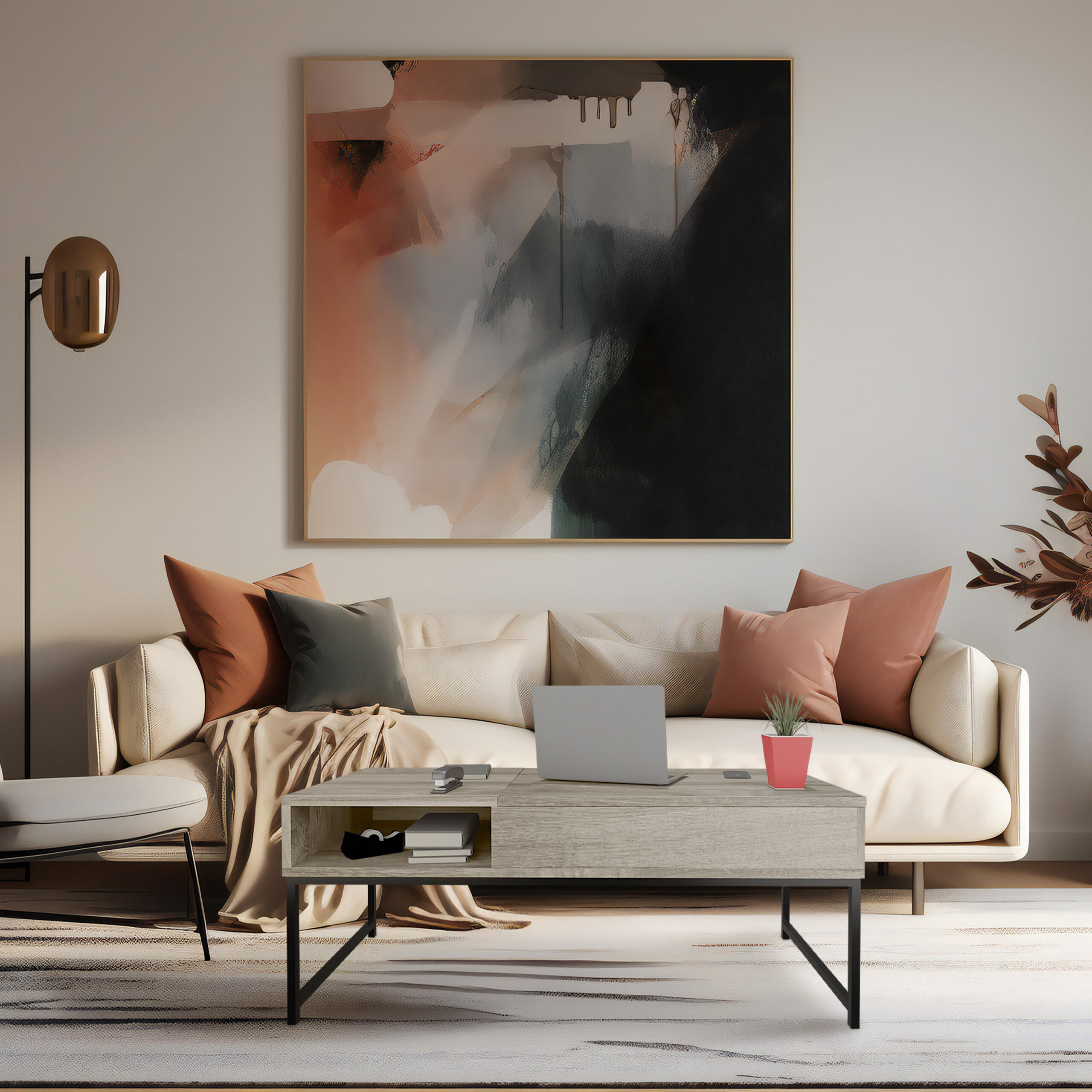 COUCHTISCH - Dunkelbraun, Holzwerkstoff/Metall (50/110/56cm) - Relaxdays