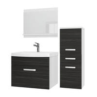 BADMÖBEL Badezimmer SET PRI M2, Ebenholz Matt, 90 cm - Schwarz, Holz (38.7/81/90cm) - B BELINI GROUP