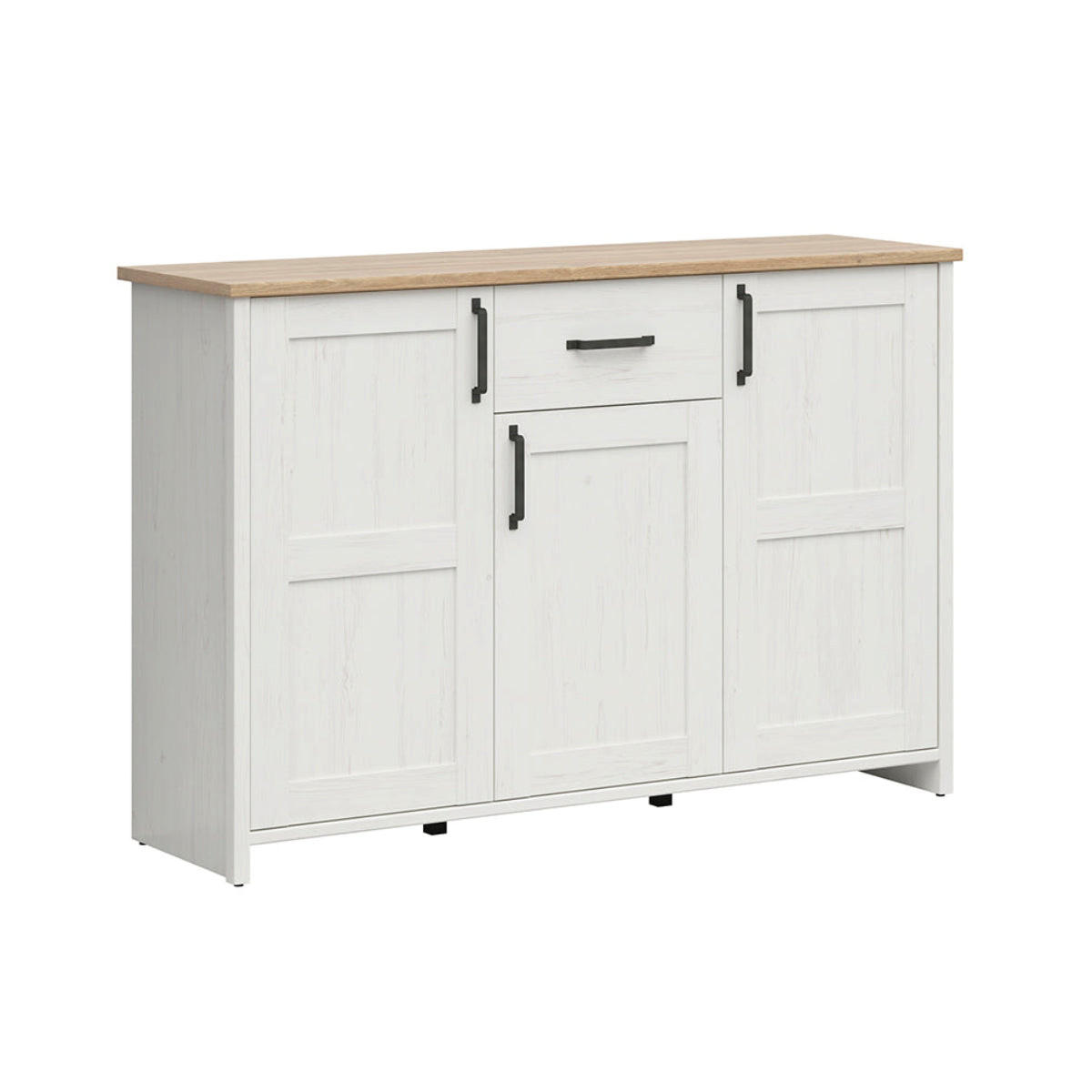 SIDEBOARD Aksel Weiß und Holz - Weiß, Holzwerkstoff (148/99/43cm) - Petits-meubles
