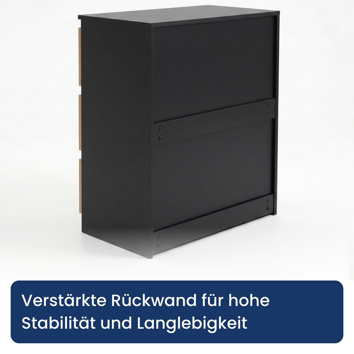 KOMMODE mit drei Schubladen in Schwarze Craft-Eiche - Schwarz/Naturfarben, Holzwerkstoff (70/77/40cm) - Home Collective