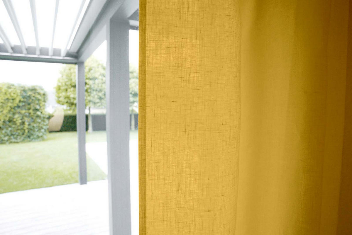 SCHLAUFENVORHANG reines Leinen mit verdeckten Schlaufen zitronen-gelb 135/245 cm - Gelb, Naturmaterialien (135/255cm) - beties Heimtextil