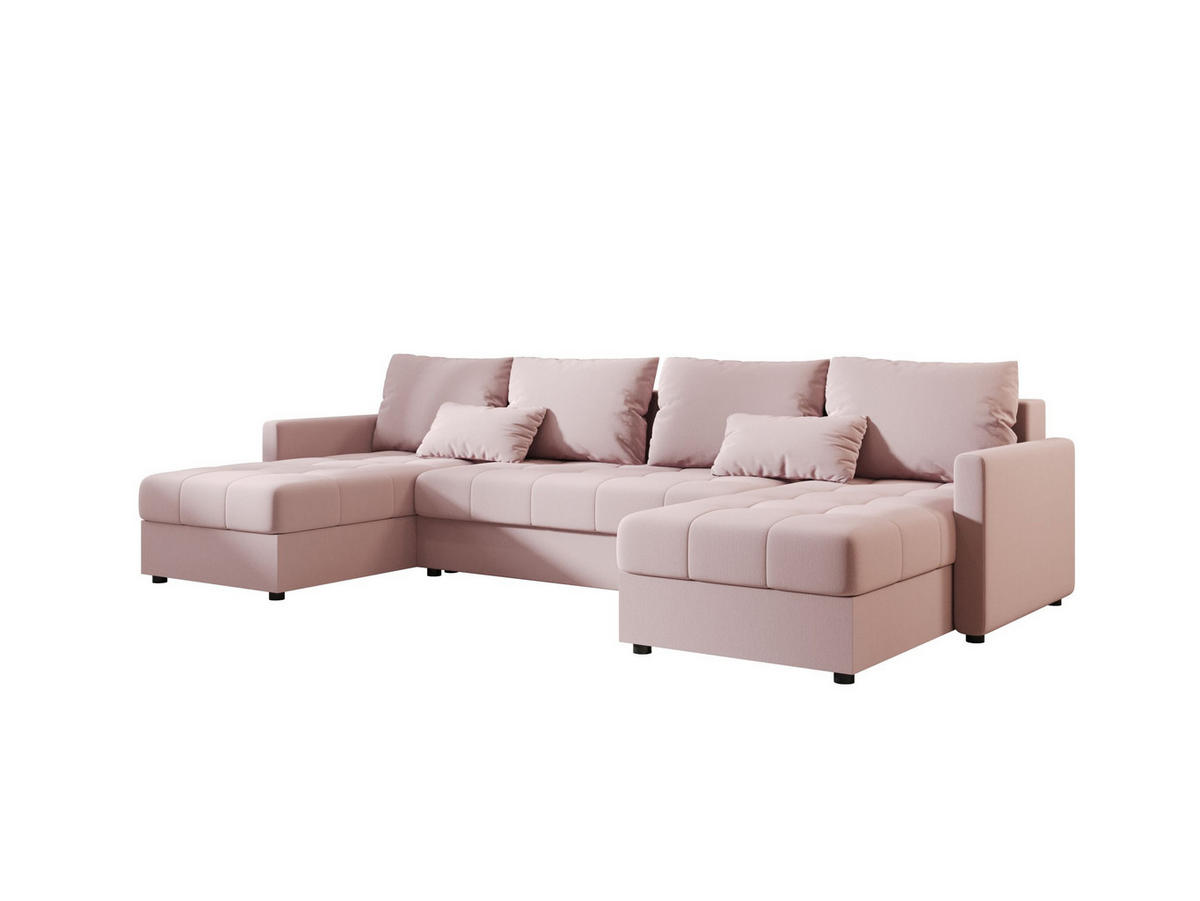 ECKSOFA MOS U BIS Cosmic 14 mit Schlaffunktion - Rosa, Textil (285/85/140cm) - Bedante