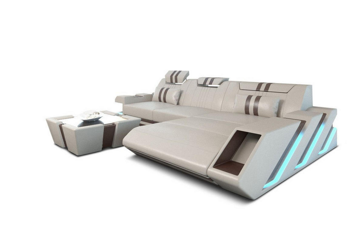 ECKSOFA Apollonia L - Braun, Leder (190/295cm) - Sofa Dreams