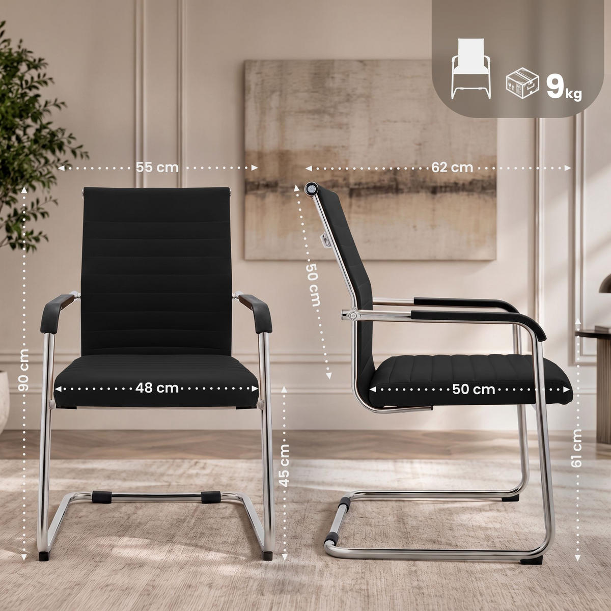 SCHWINGSTUHL Metall Schwarz - Schwarz, Metall (55/90/62cm) - CLP