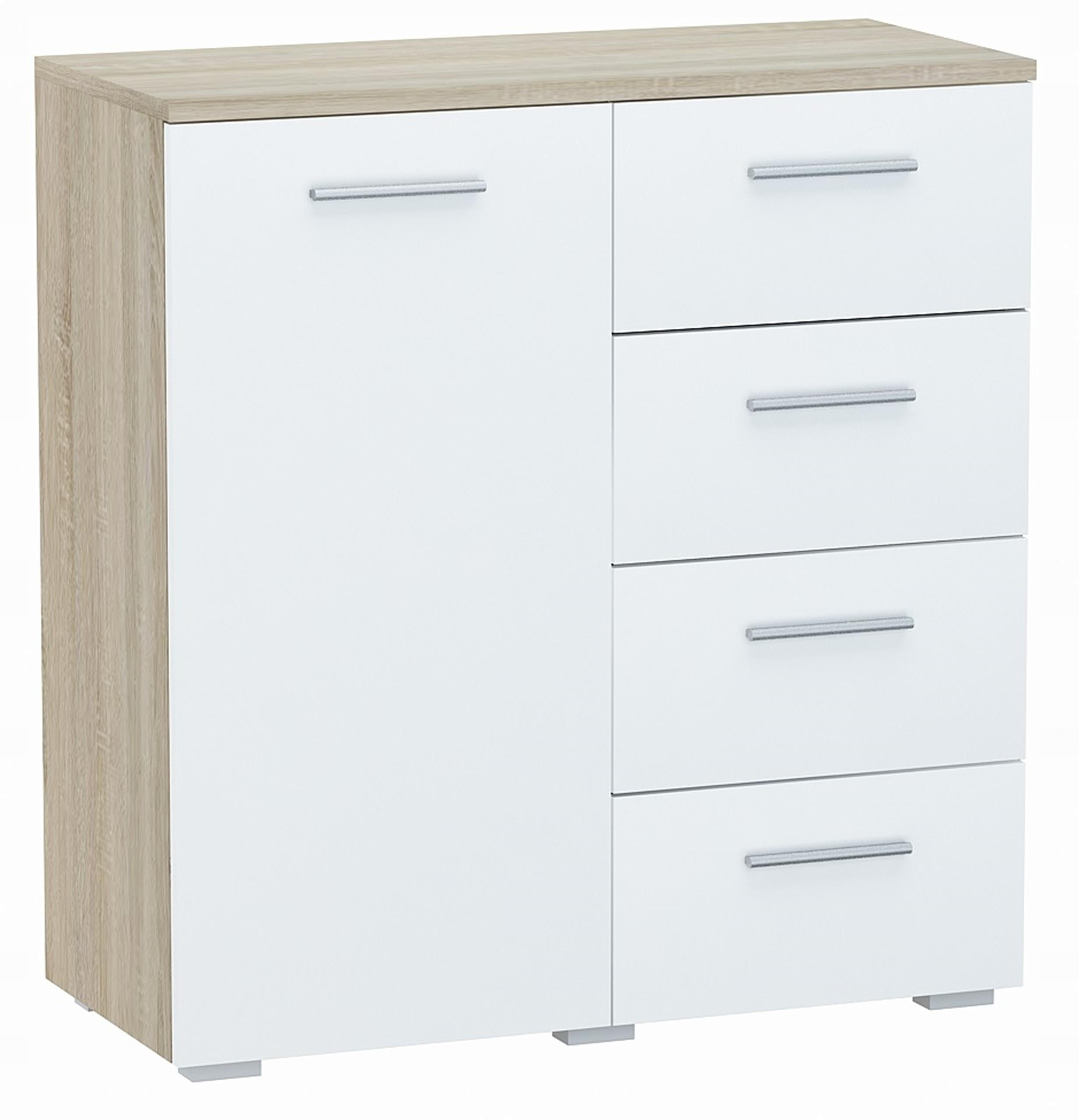 Matkam Möbel Kommode Sonoma Eiche, Weiß 80x84.5x35 cm