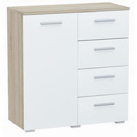 KOMMODE Helena 1D4S Sonoma Eiche-Weiß 80/35/84,5 cm - Weiß/Sonoma Eiche, Holzwerkstoff (80/84.5/35cm) - Matkam Möbel