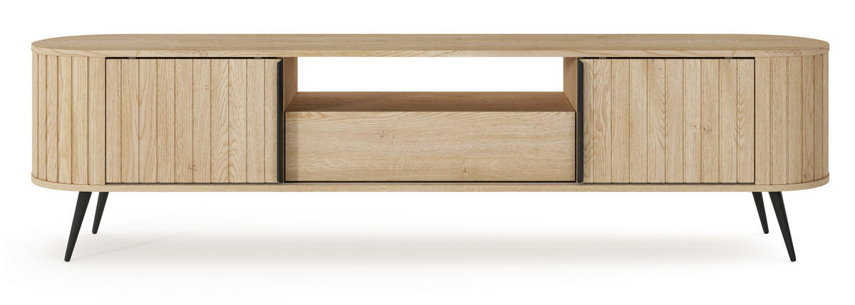 TV-LOWBOARD 195 Delano cm mit Schublade, Eiche Cremona - Eichefarben, Holz (196/51/40cm) - Emporius
