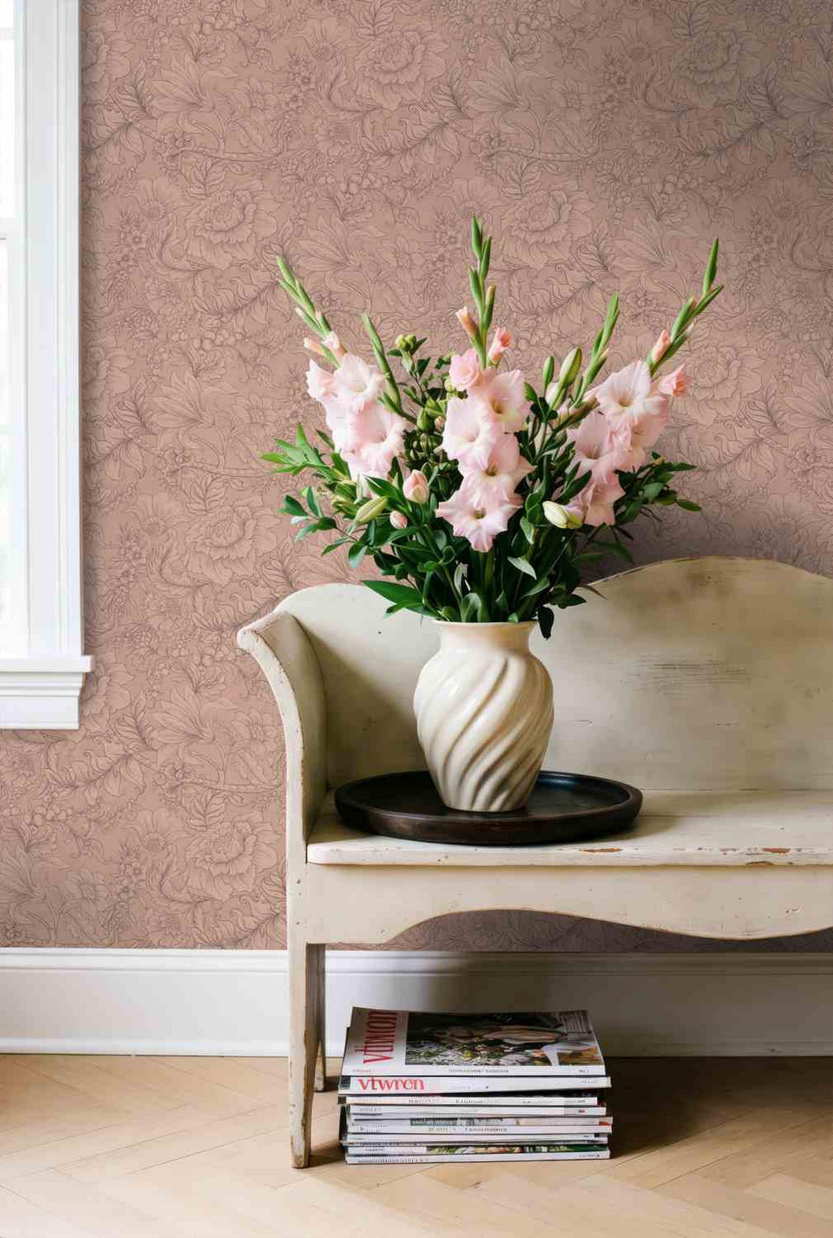 TAPETE Blumenmuster 53 cm x 10.05 m - Terracotta, Papier (53/1000cm) - ESTAhome