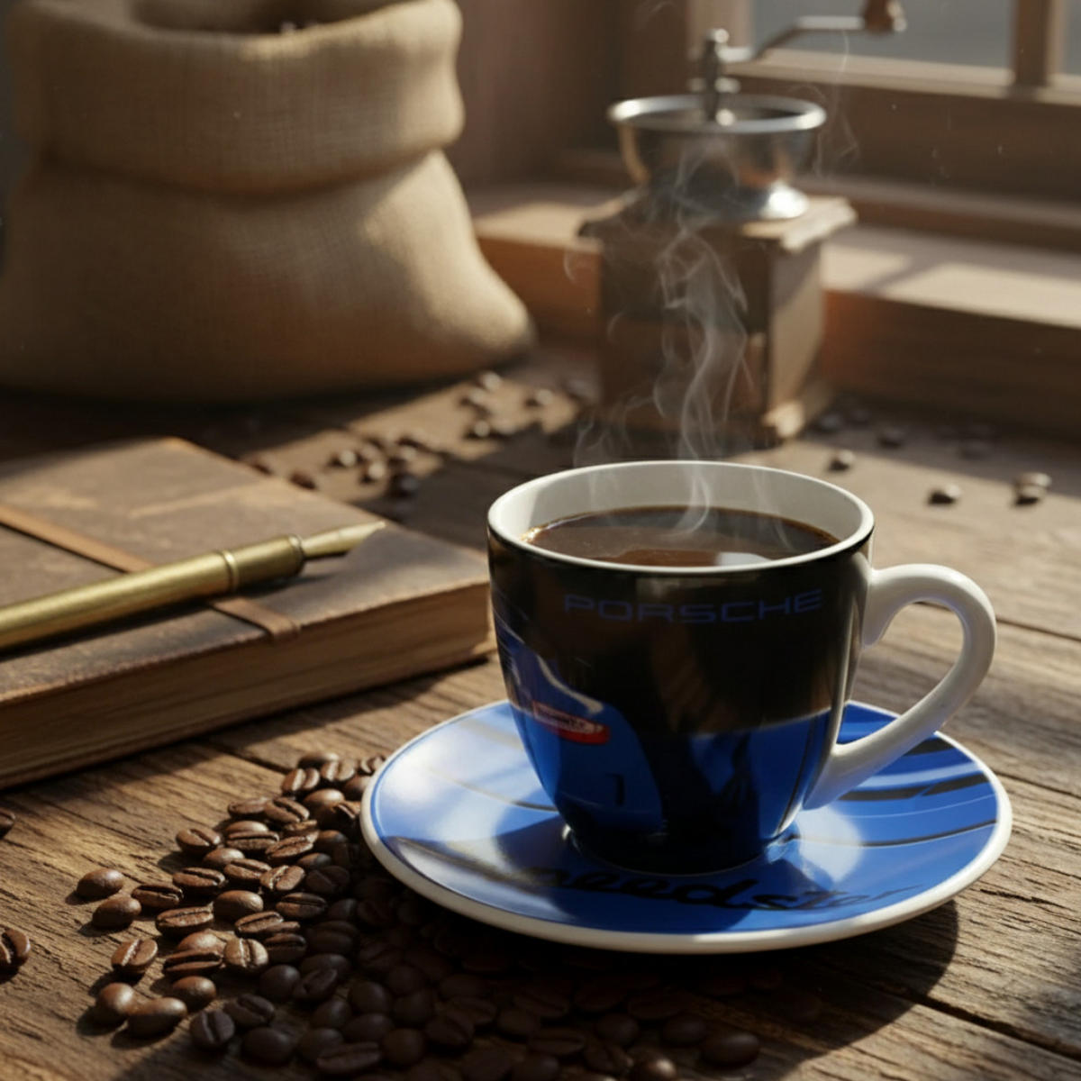 ESPRESSOTASSE Speedster Mehrfarbig Mit Untertasse - Blau, Keramik (0.08L) - Porsche