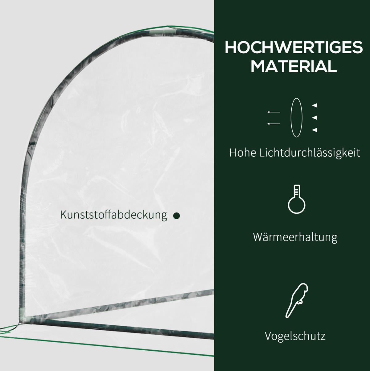 GEWÄCHSHAUS 200/100/80 cm in Grün mit Tür und robuster Kunststofffolie - Grün, Kunststoff (100/80/200cm) - Flora Grace