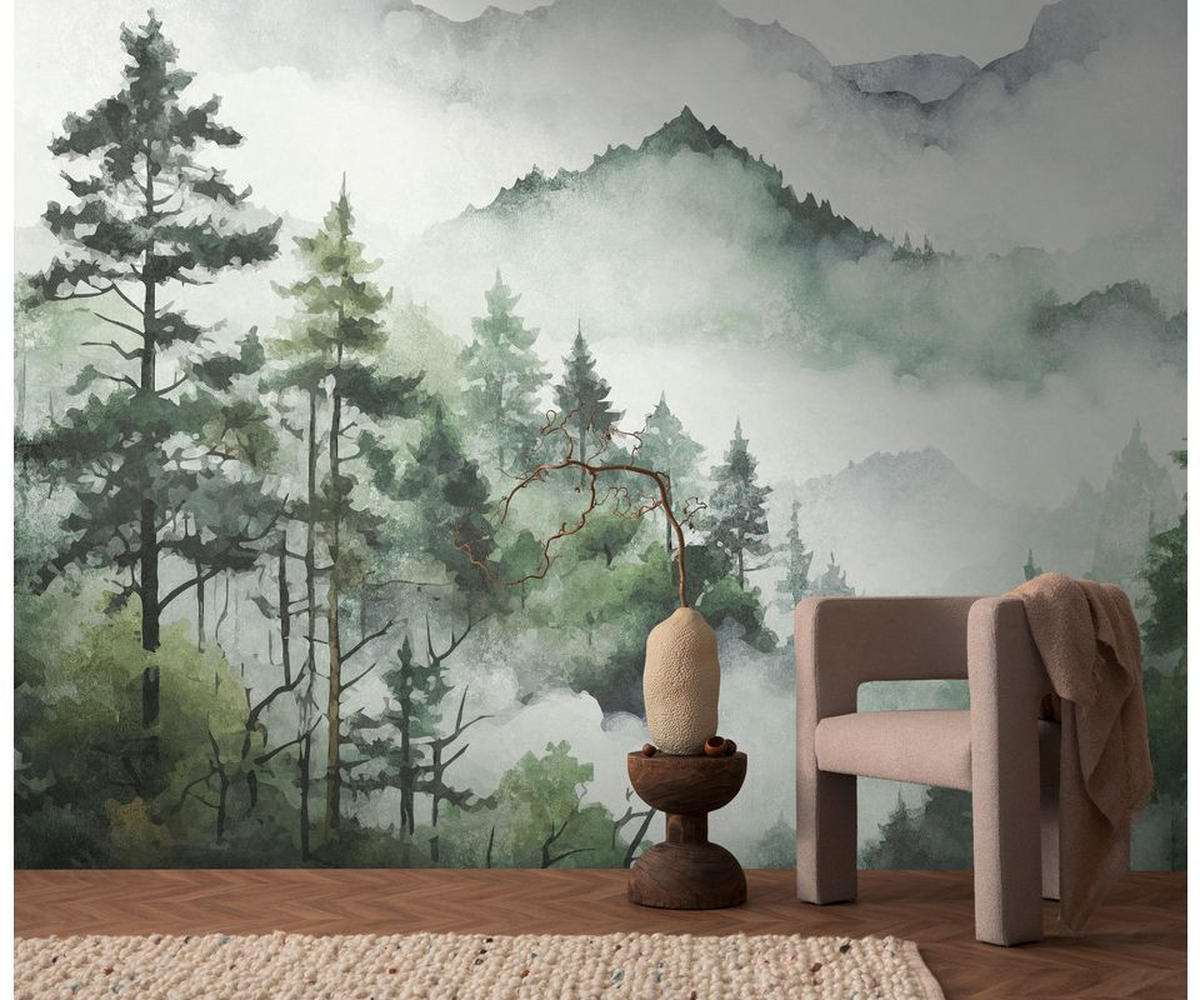 VLIESTAPETE Grün 371/280 cm - Weiß/Grün, Textil (371/1cm) - KUNSTLOFT