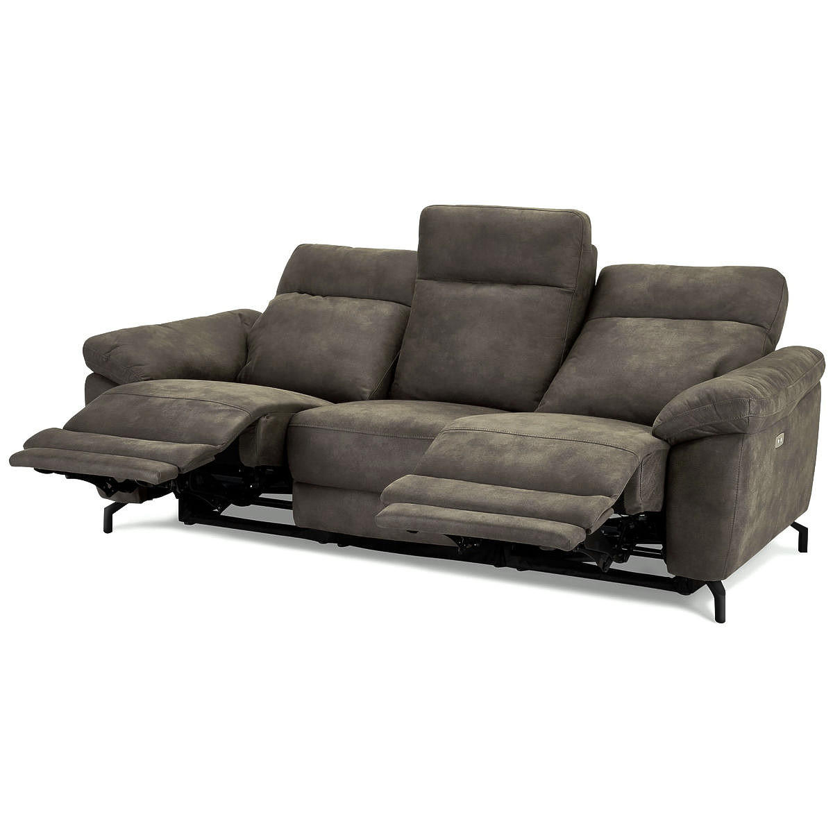 DREISITZER-SOFA Mikrofaser Braun (Taupe) - Braun, Leder/Metall (222/101/96cm) - Furnhouse
