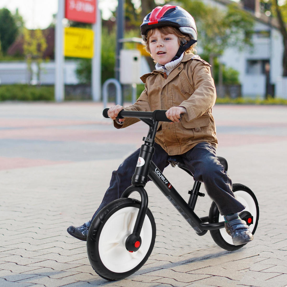 LAUFRAD DE-18541 2-in-1 mit Pedalen & Stützrädern Schwarz - Schwarz, Metall (85/36/54cm) - ComfortXL