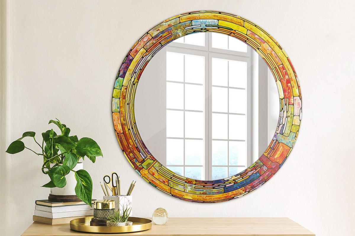 SPIEGEL Ø60 cm Rund mit Aufdruck - Multicolor, Glas (60/60/0.4cm) - TULUP