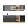 KÜCHENZEILE R-Line Anthrazit Hochglanz/Goldkraft Eiche 240 cm AP Marmor - Honigeiche/Anthrazit, Holzwerkstoff (240/81.6/60cm) - Vicco