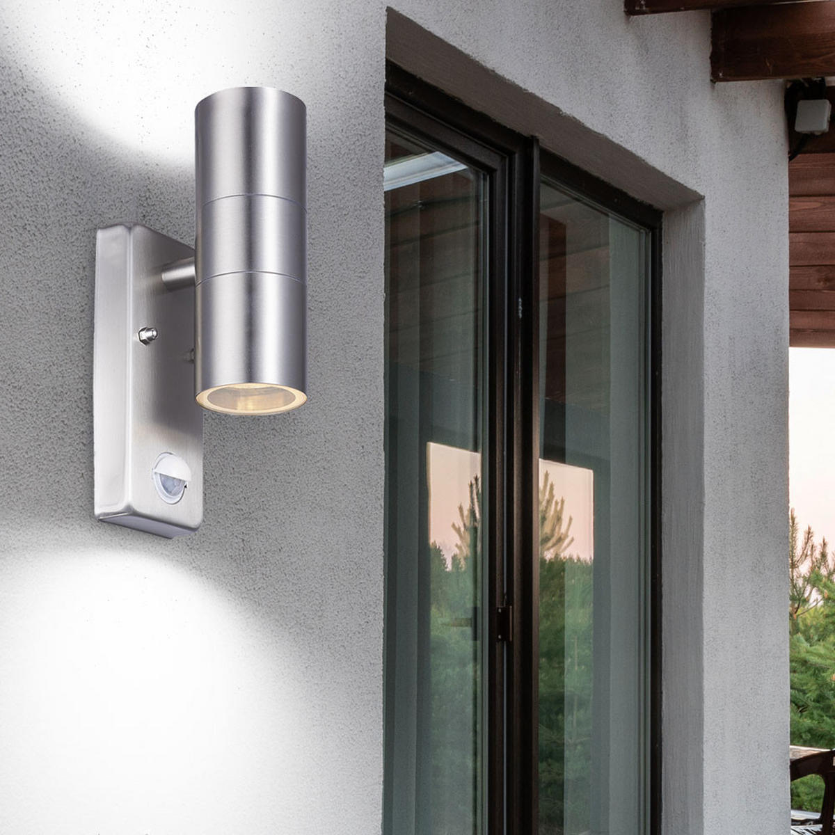 LED AUSSEN-WANDLEUCHTE Edelstahl Silber - Silberfarben, Glas/Metall (7.2/22.5/11cm)