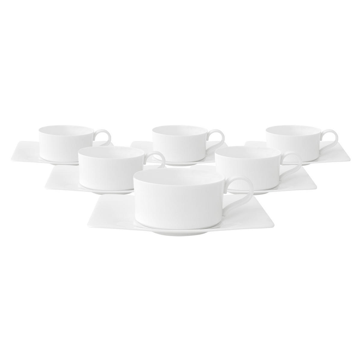 TEETASSEN MIT UNTERTASSEN Modern Grace weiß 150 ml 6er Set - Weiß, Keramik (14/6.7/17cm) - Villeroy & Boch