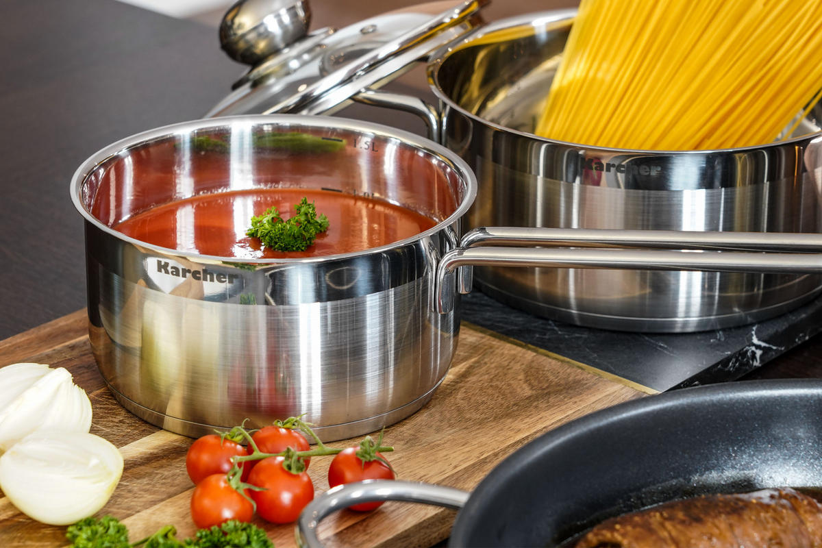 TOPFSET Jette, Edelstahl, Induktion, 14-teilig - Edelstahlfarben, Metall - Karcher