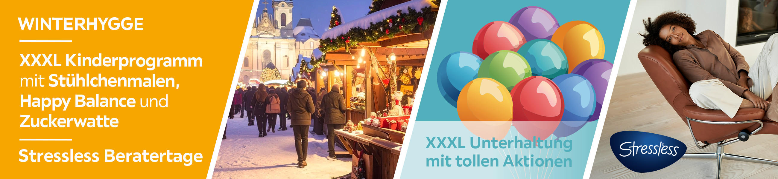 WINTERHYGGE XXXL Kinderprogramm mit Stühlchenmalen, Happy Balance und Zuckerwatte Stressless Beratertage
